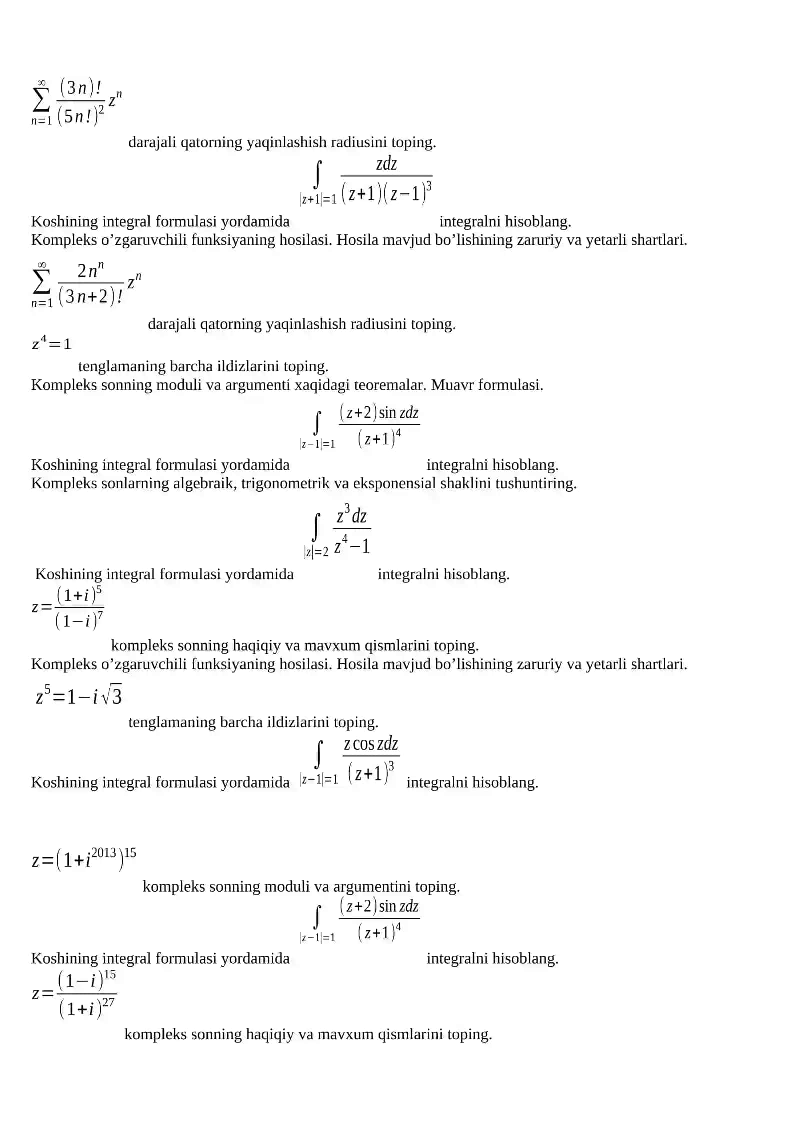 Bir qiymatli analitik funksiya tushunchasi, monogenlik 4