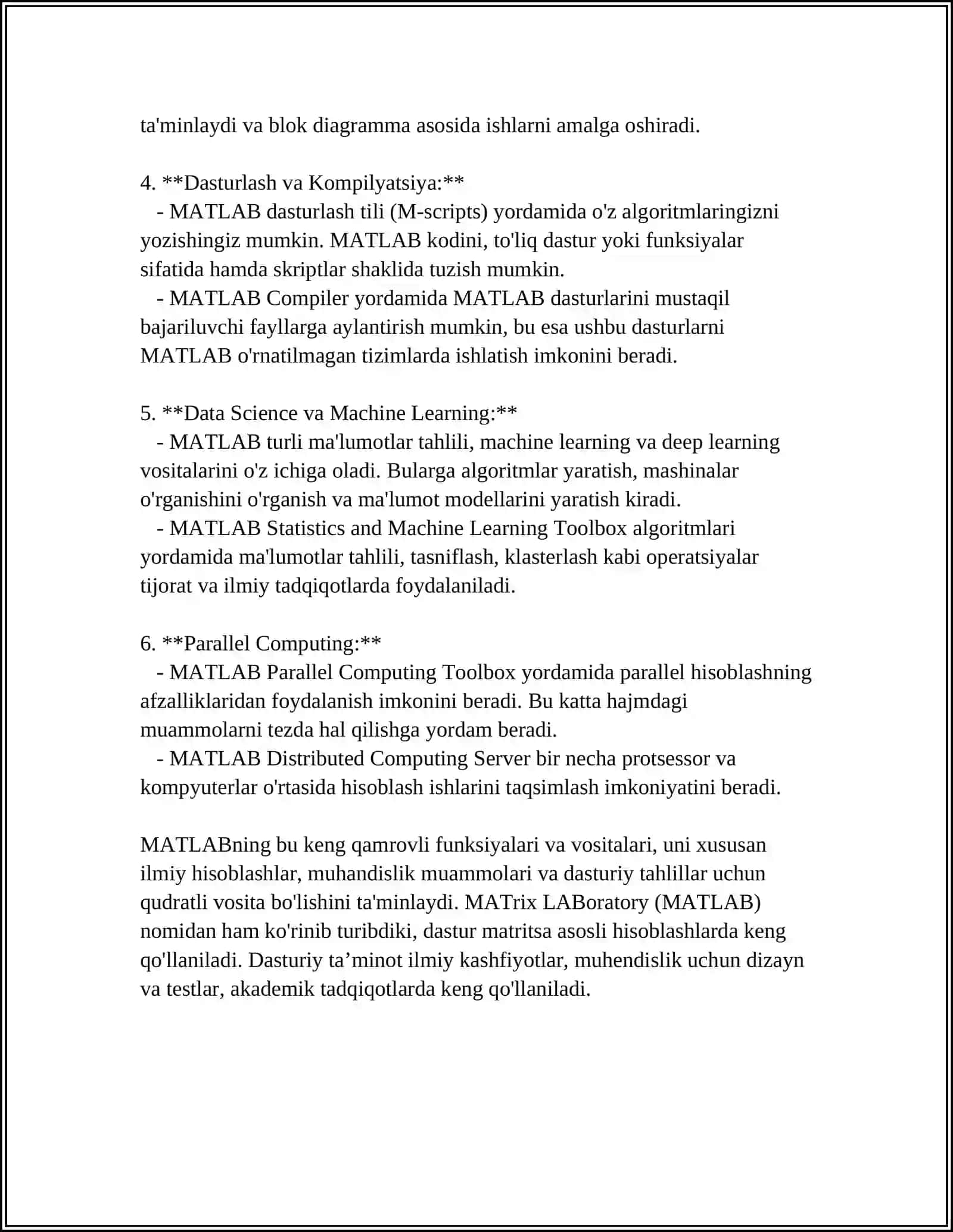MATLAB пакетининг функциялари ва инструментлари 4