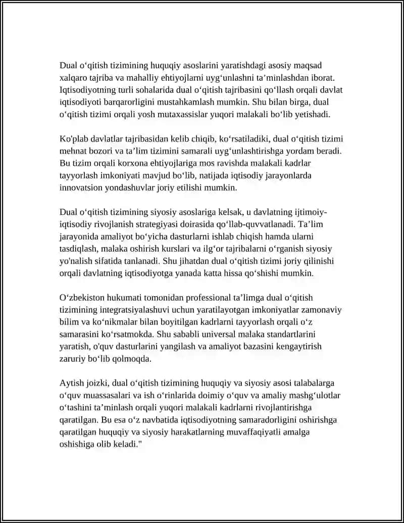 PROFESSIONAL TALIMGA DUAL ÓQITISH TIZIMINI TAQDIM ETISH ISTIQBOLLARI 4