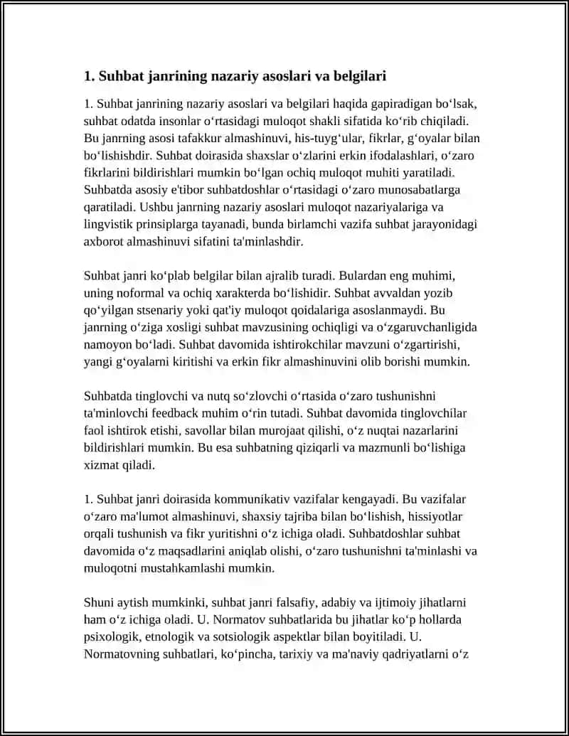 SUHBAT JANRI. U. NORMATOV SUHBATLARI ASOSIDA TAQTIMOT TAYYORLASH 4