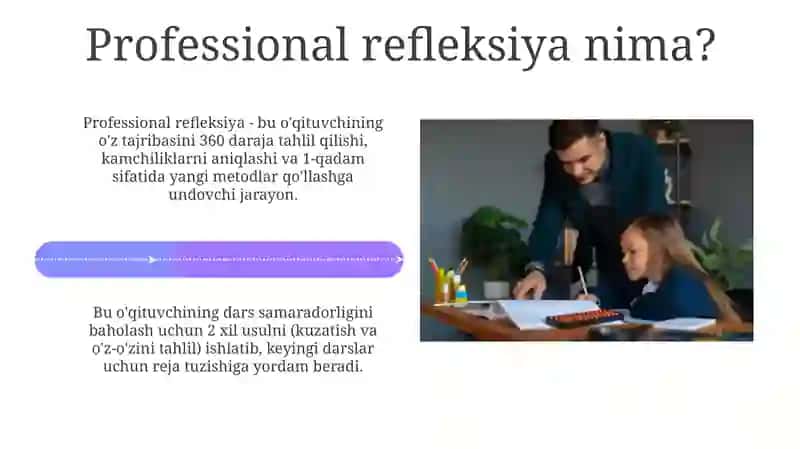 Ta'lim jarayonini tashkil etishdagi professional refleksiya ahamiyati 4