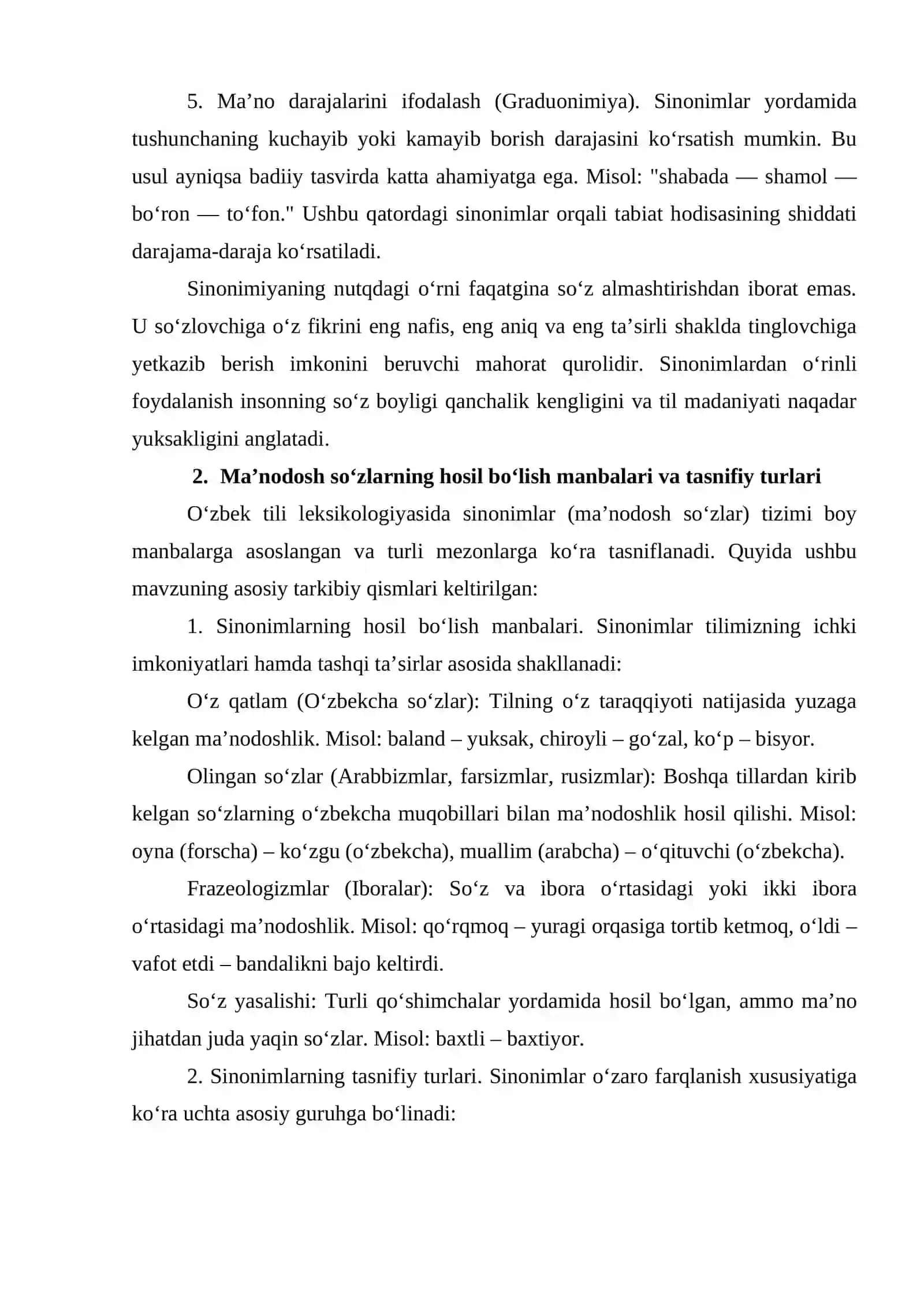 O'zbek tilida sinonimlar. 4