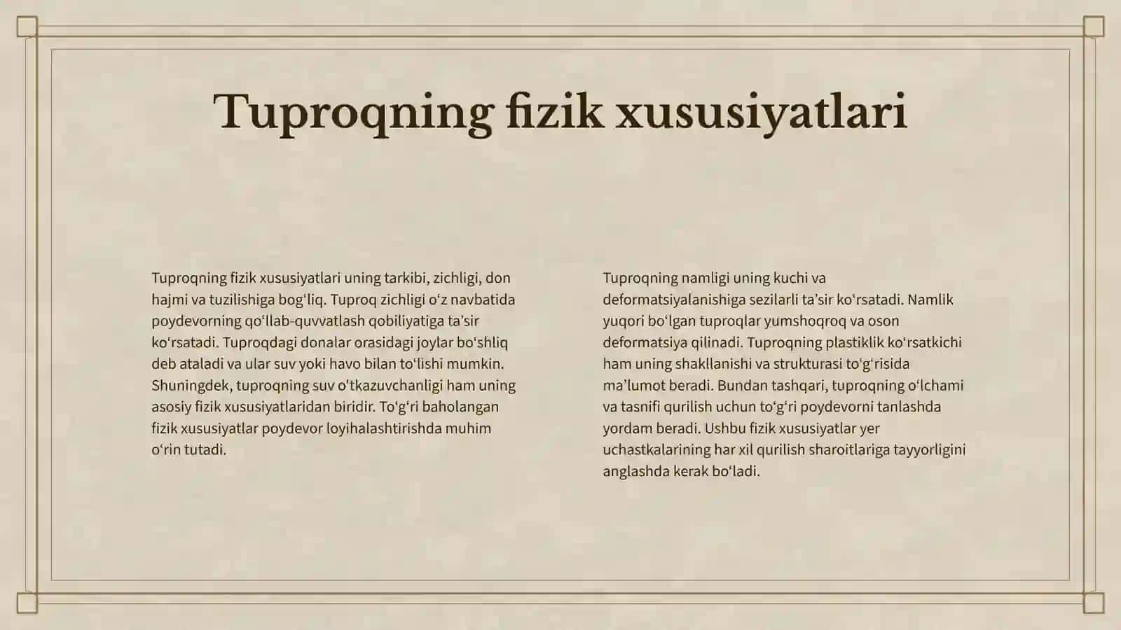 ZAMIN VA POYDEVORLAR 4