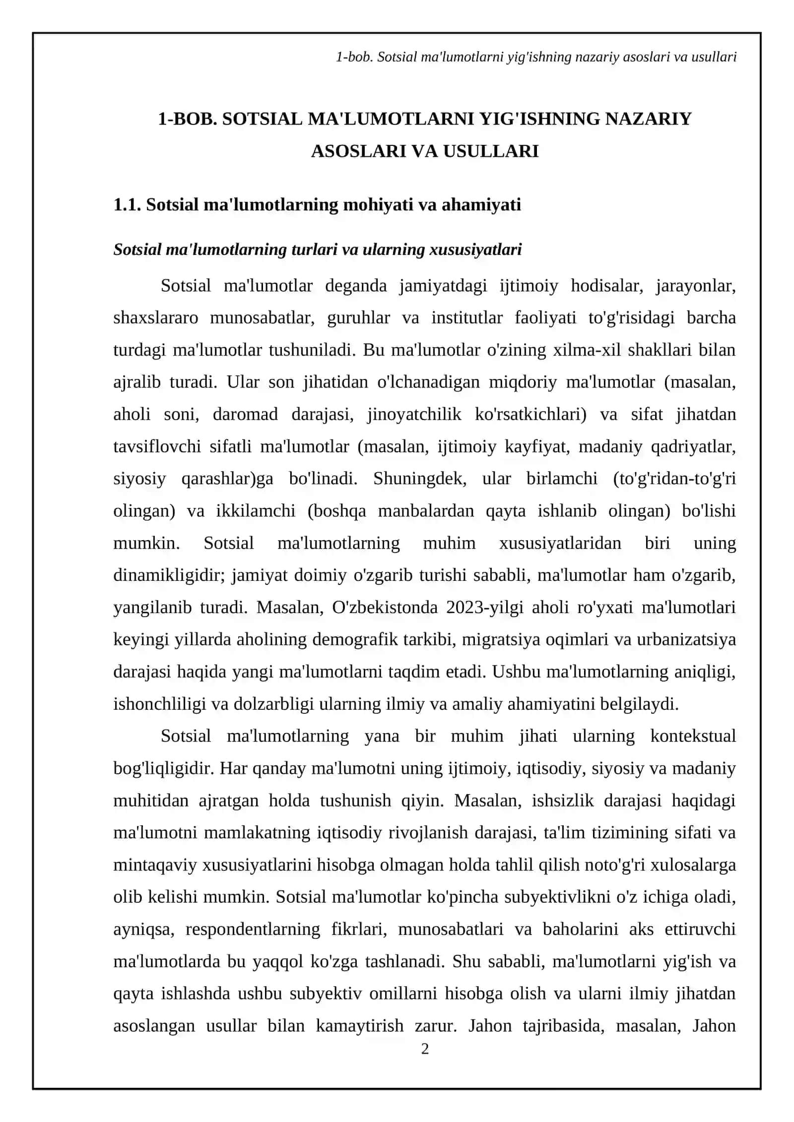 Sotsial malumotlar yiǵish va qayta ishlashning metod metodika va texnik vositalarini tanlash 4