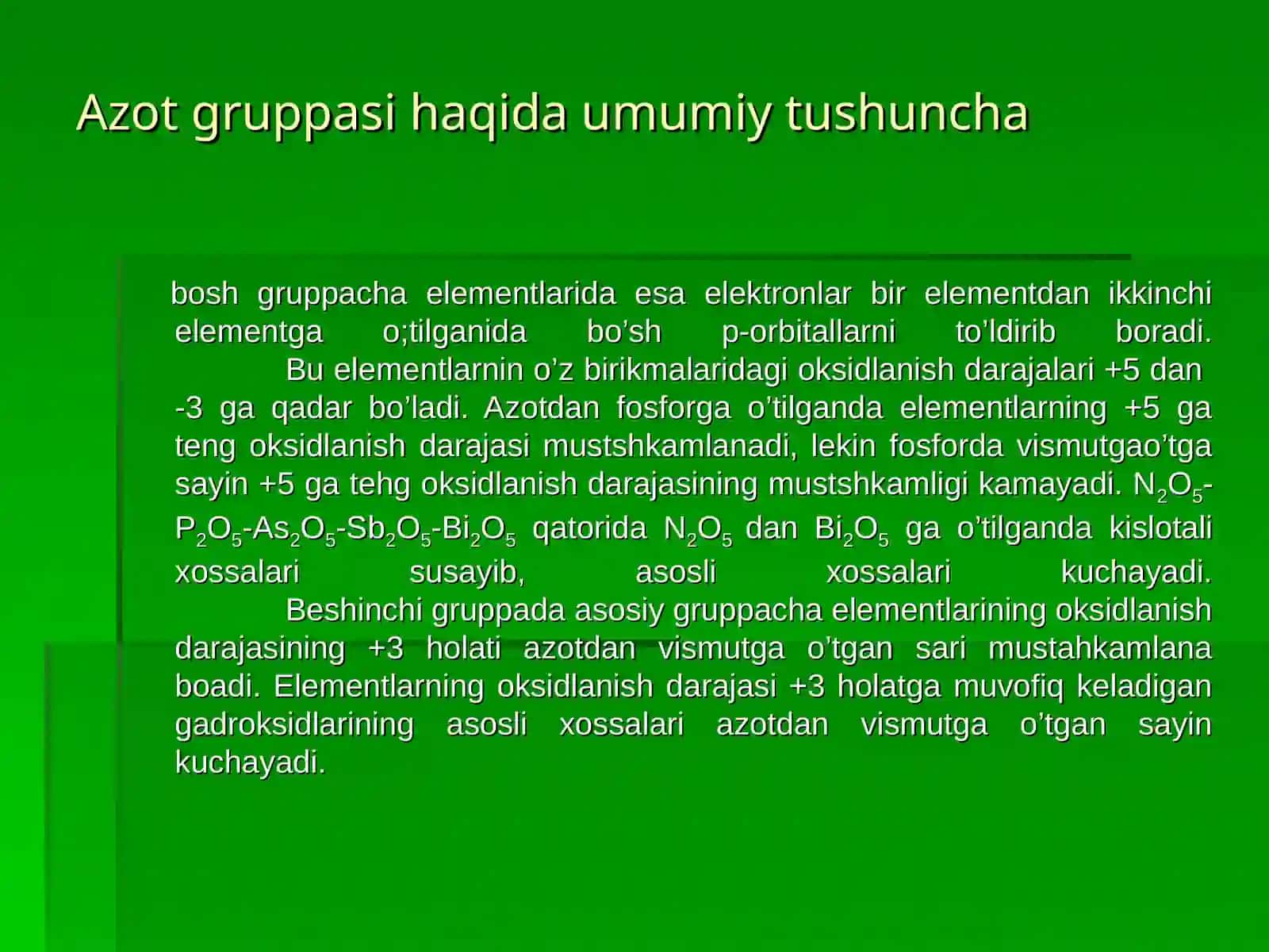 Azot gruppasi haqida umumiy tushuncha 4