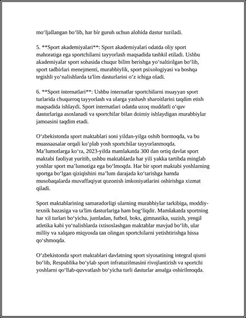 SPORT MAKTABLAR VA MARKAZLARI FAOLIYATINI TASHKIL QILISH 4
