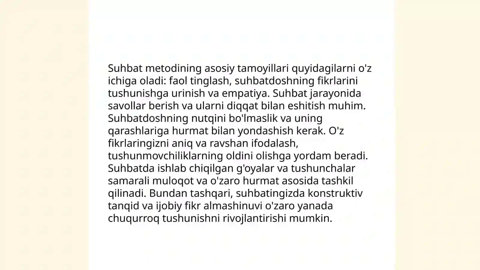 Texnologiya darslarida suhbat metodi 4