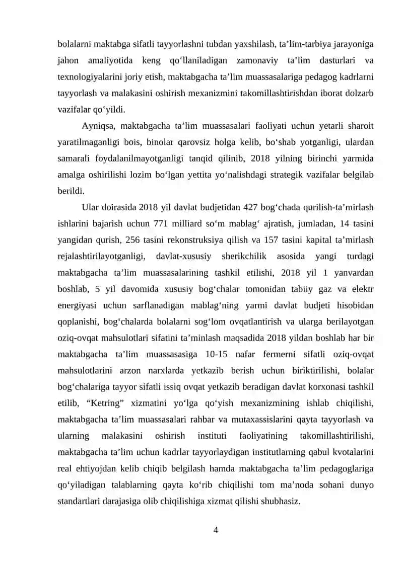 Oʻzbekiston Respublikasida Maktabgacha Ta'lim To'g'risidagi "Nizom" 4