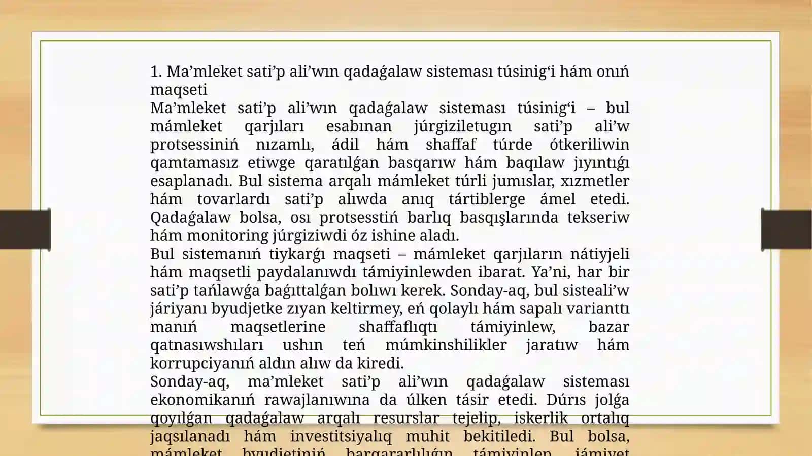 Ma’mleket sati’p ali’wın qadaǵalaw sisteması 4