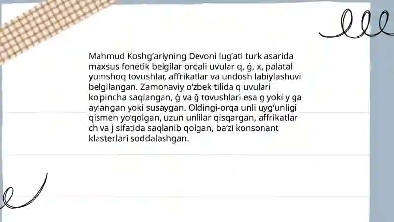 "Devoni lugʻati turk" asari va hozirgi oʻzbek adabiy tili 4