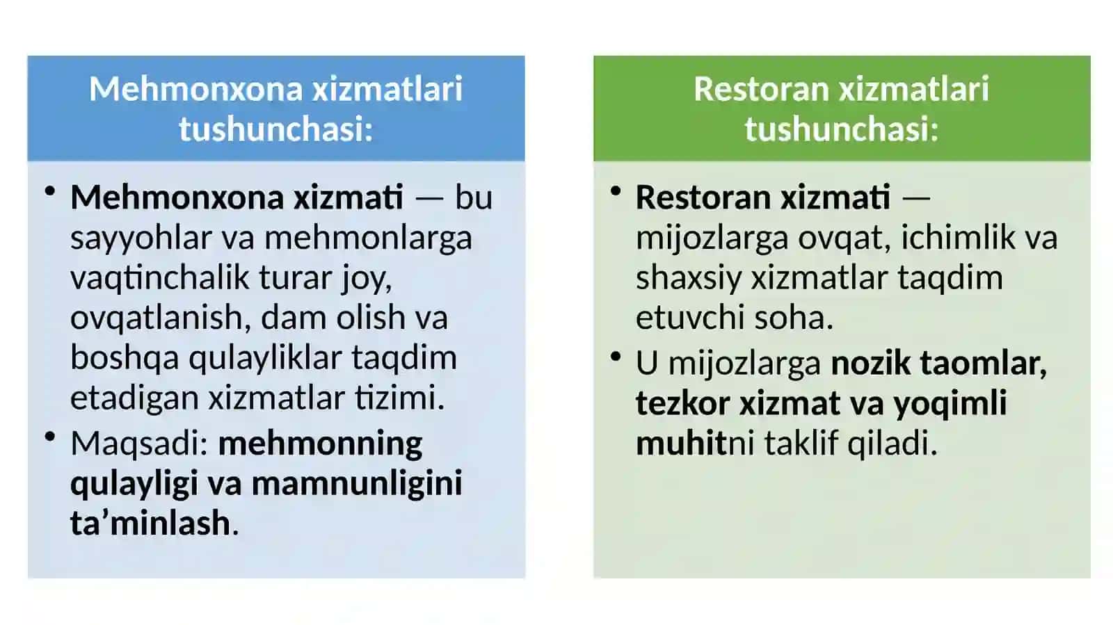 MEHMONXONA VA RESTORAN MENEJMENTI FANINING PREDMETI, MAQSADI VA VAZIFALARI 4