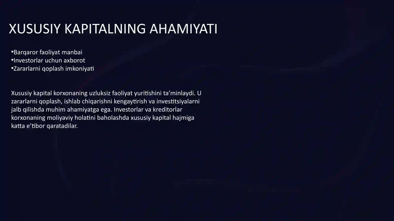 Xususiy kapital to‘g‘risida hisobot 4