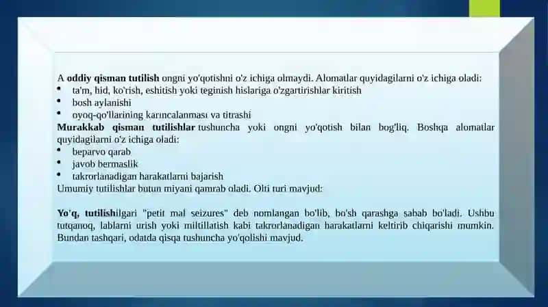 Epilepsiyakassaliginingkelipchiqishsabablarivaasoratlari 4