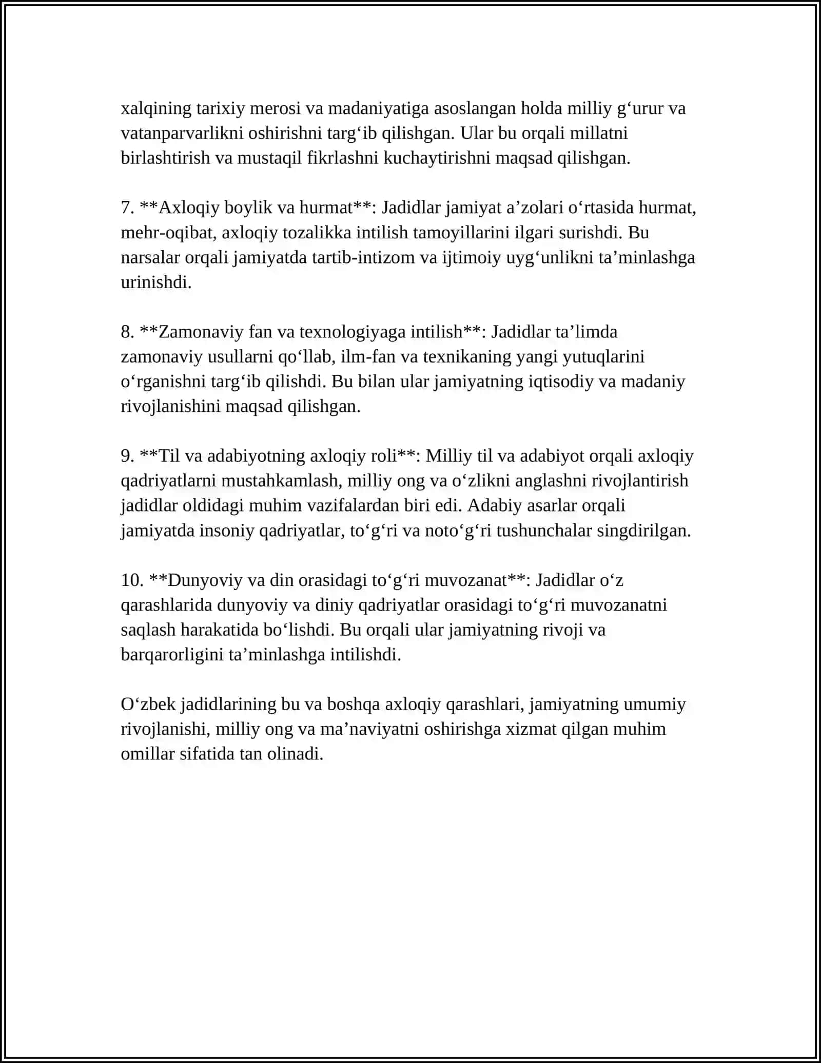 OʻZBEK JADIDLARINING AXLOQIY, IJTIMOIY VA FALSAFIY QARASHLARI 4