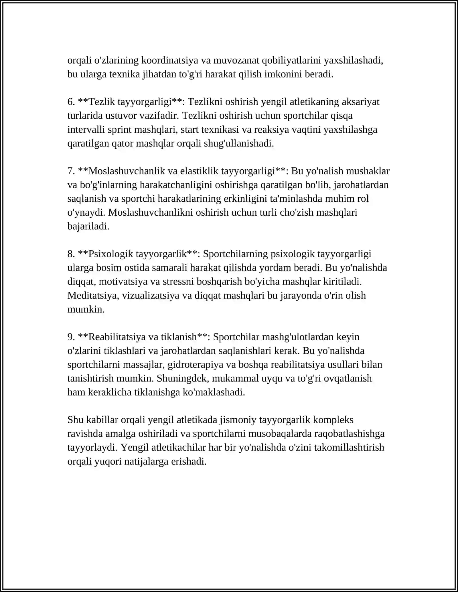 JISMONIY TAYORGARLIKNI YENGIL ATLETIKADA TUTGAN ÕRNI 4
