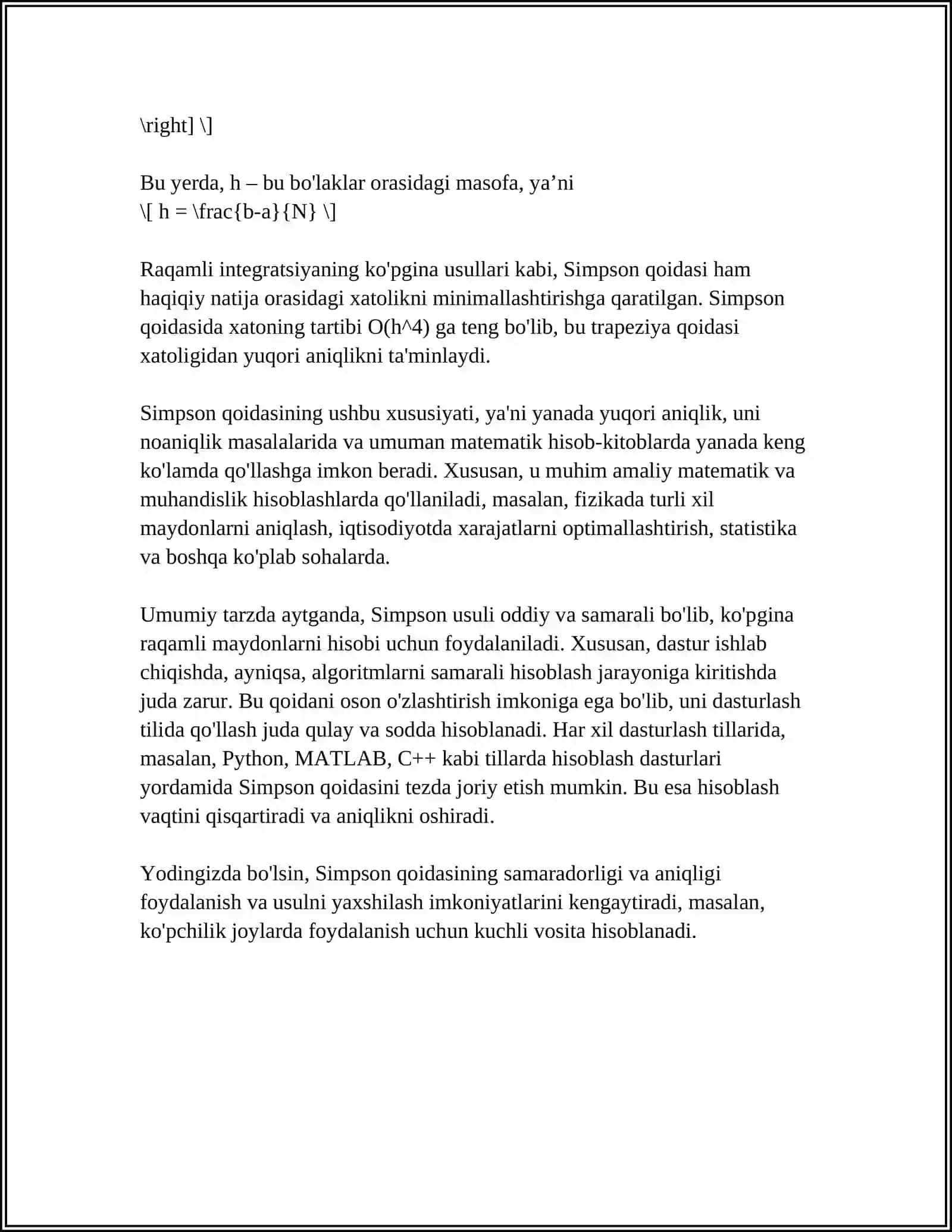 INTEGRALLARNI TAQRIBIY HISOBLASH USULLARI.SIMPSON USULI 4