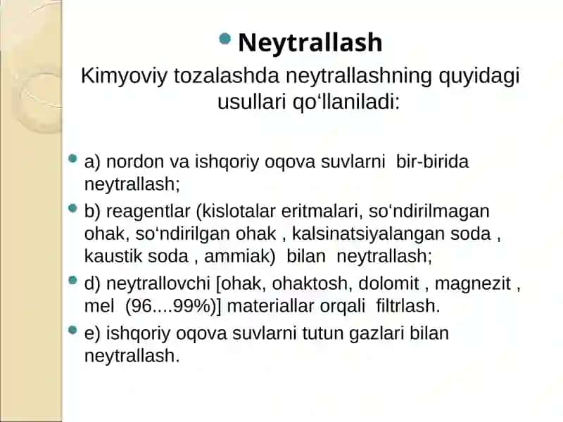 Oqova suvlarni kimyoviy va biologik tozalash usullari 4