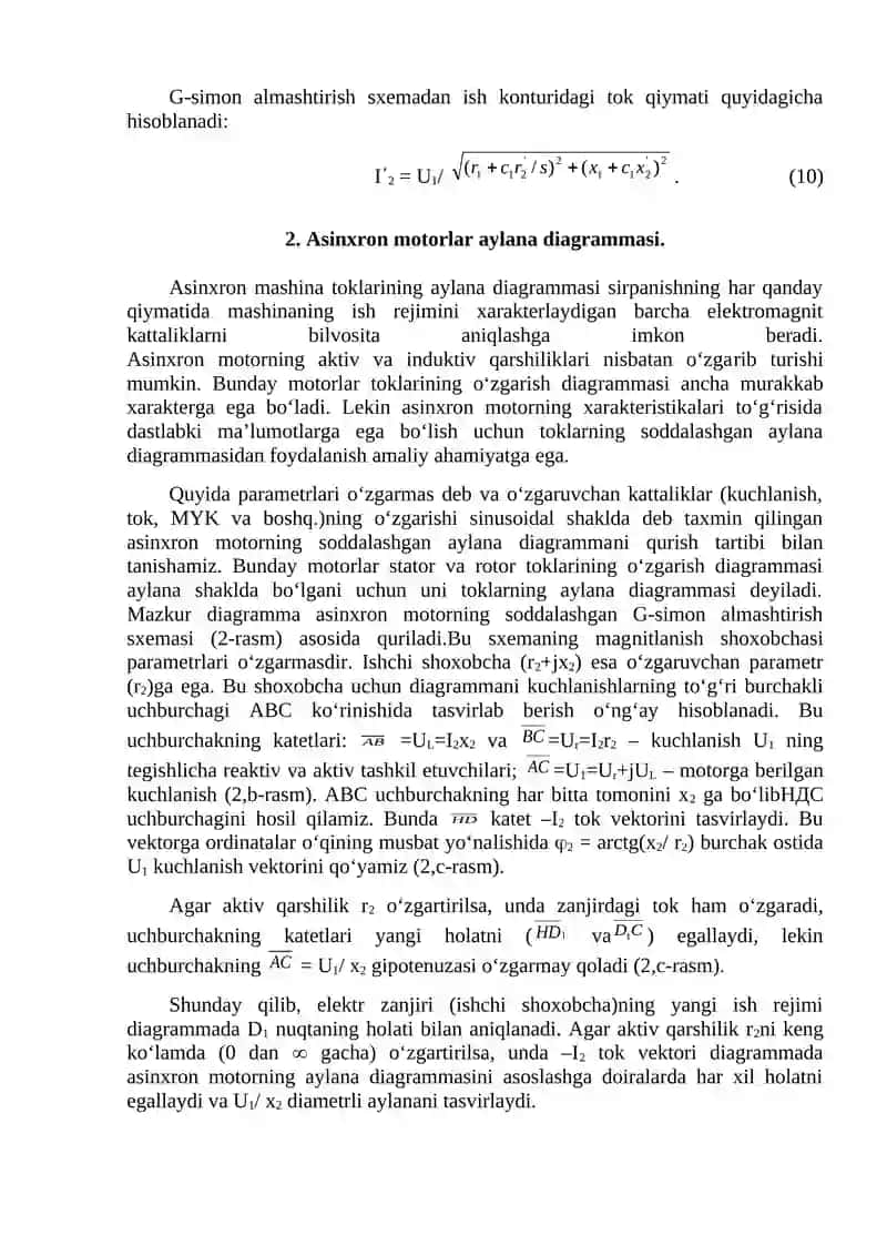 Asinxron mоtоrlarning G vа T shаklidаgi ekvivаlеnt sхеmаlаri vа vеktоr diаgrаmmаlаri 4