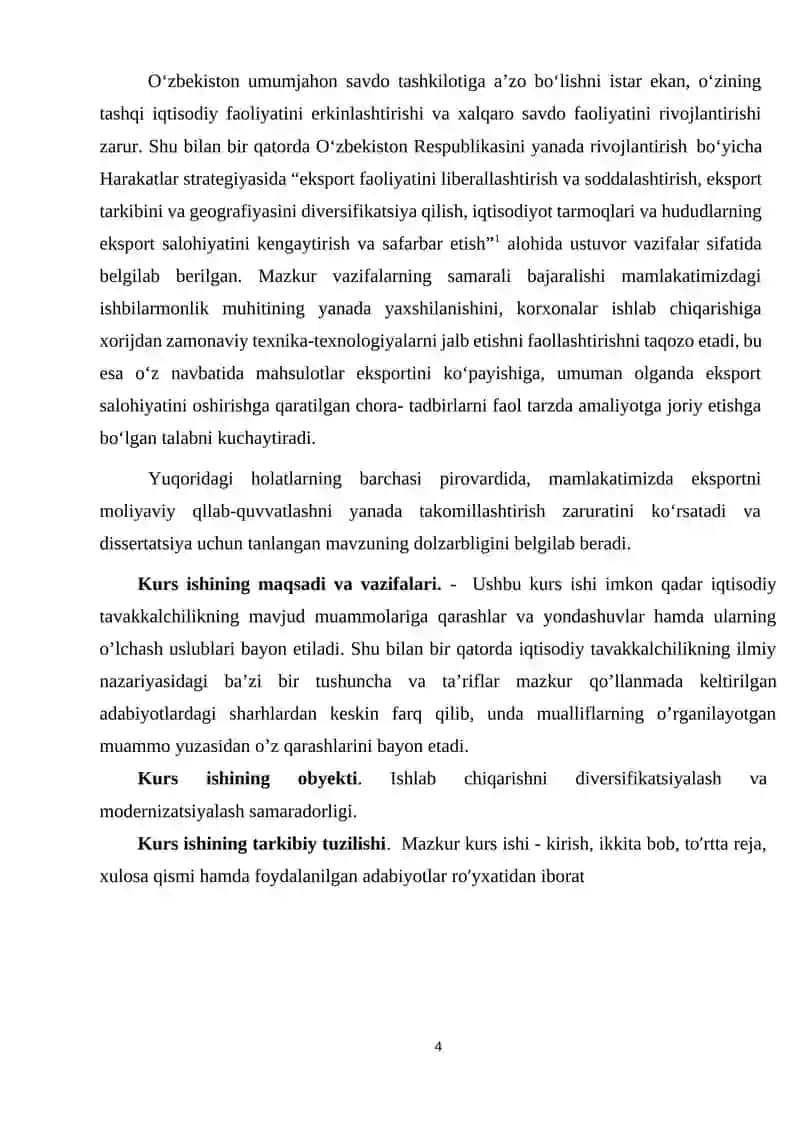 Ishlab chiqarishni diversifikatsiyalash va modernizatsiyalash samaradorligi 4