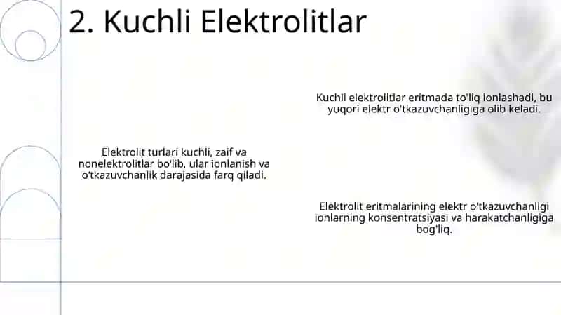 Elektrolitlar eritmalarining elektr oʼtkazuvchanligi va uning xillari 4