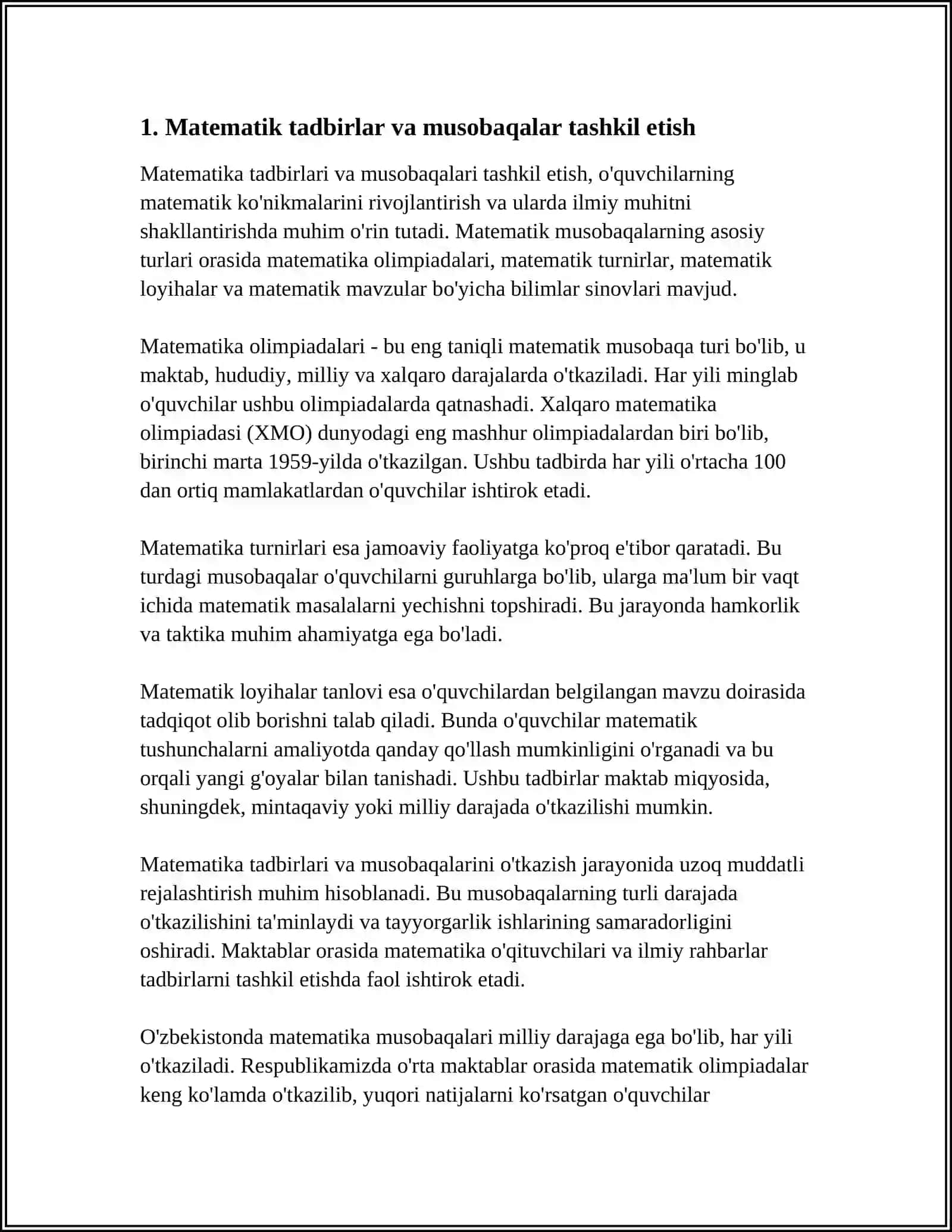 Matematik Tadbirlar va Musobaqalar 4