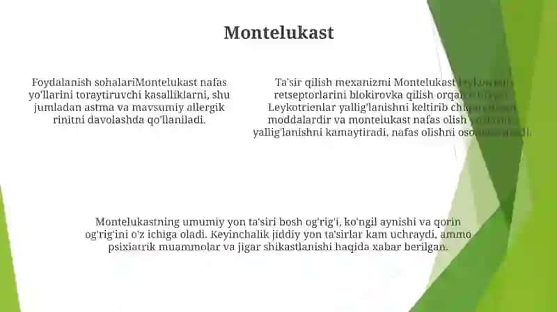 Leykotrien Retseptorlariga Ta‘Sir Qiluvchi Dori Vositalari 4