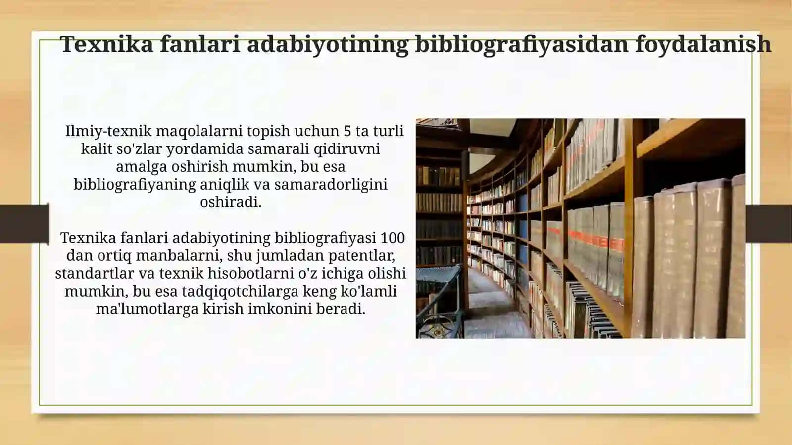 Texnika fanlari adabiyotlari biblogirafiyasining maqsadi vazifalari 4