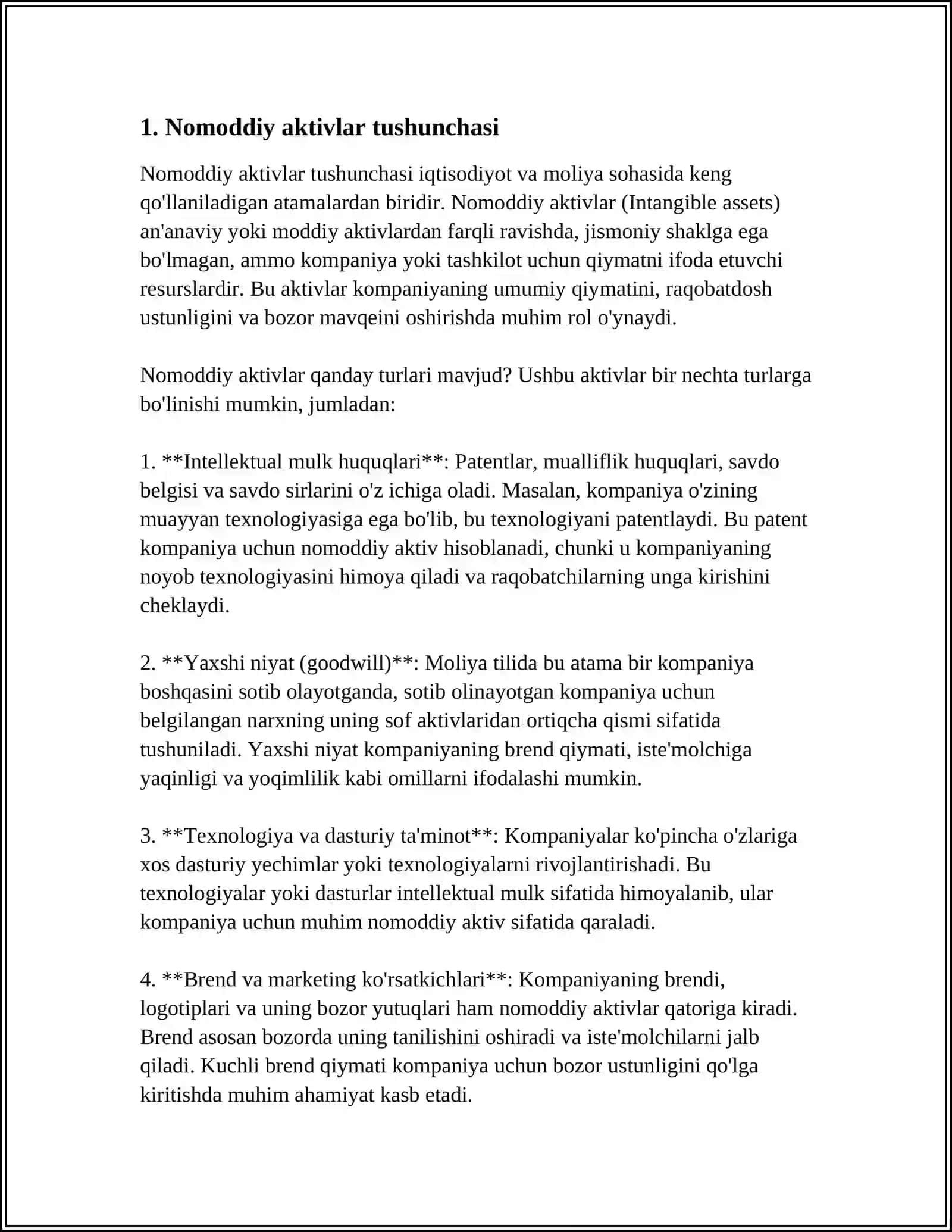 NOMODDIY AKTIVLAR HISOBINING VAZIFALARI. NOMODDIY AKTIVLARNI BAHOLASH. NOMODDIY AKTIVLARNI BAHOLASHNI HIJJATLASHTIRISH 4
