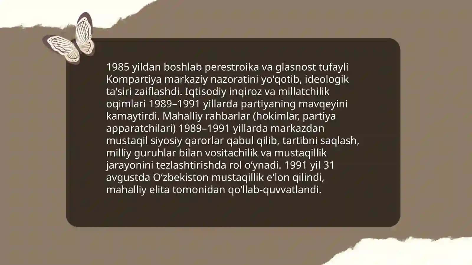 Perestroika va glasnostaning Oʻzbekistonga taʼsiri 4