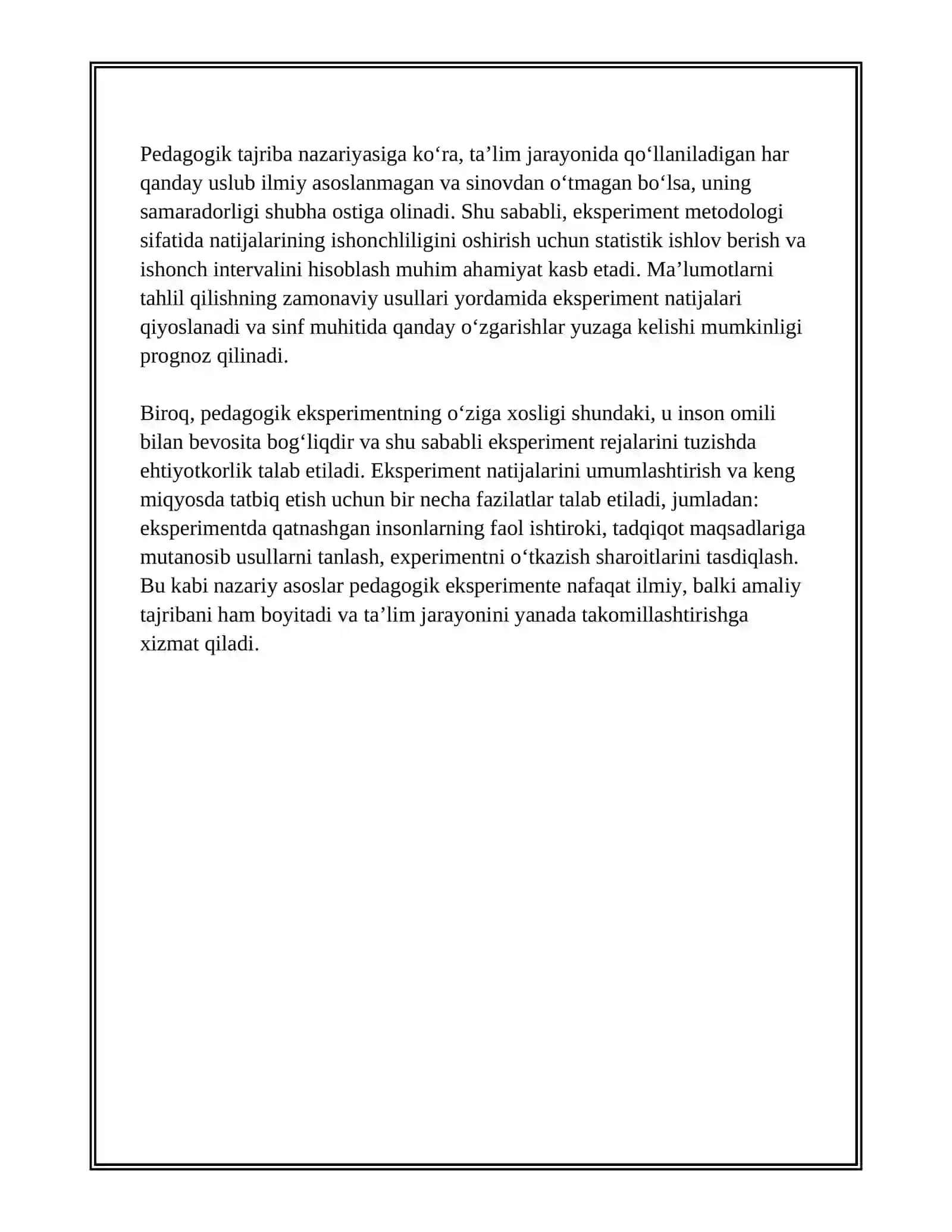 PEDAGOGIK TAJRIBA (EKSPERIMENT) METODI VA UNI TASHKIL ETISH BOSQICHLARI 4