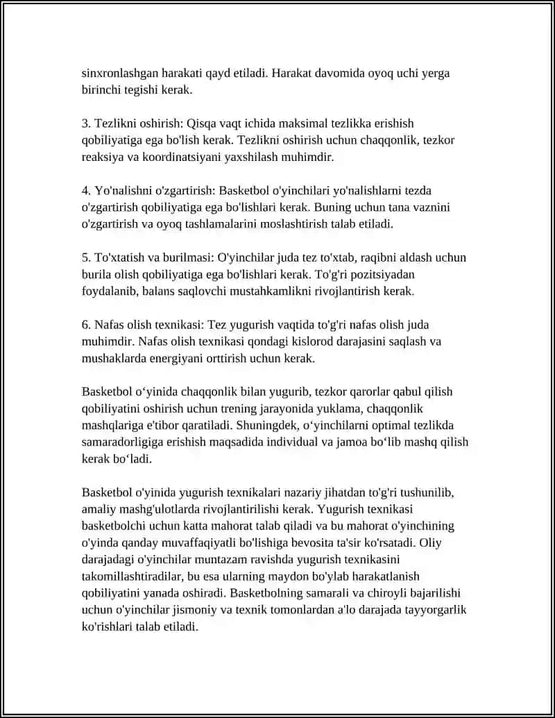 Basketbol O'yinida Harakatlanish Texnikasini Oʻrgatish 4
