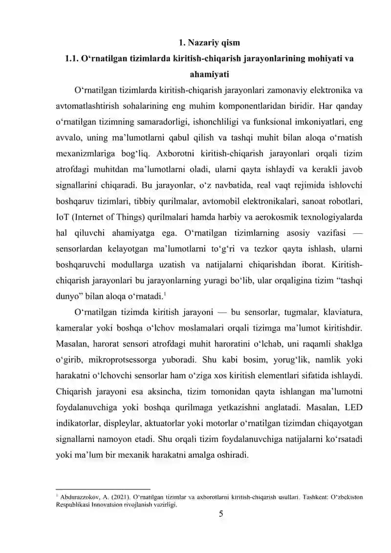 OʻRNATILGAN TIZIMLARDA AXBOROTLARDA KIRITISH-CHIQARISH USULLARI 4
