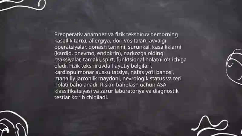 Bemorni xirurgik operatsiyaga tayyorlash 4