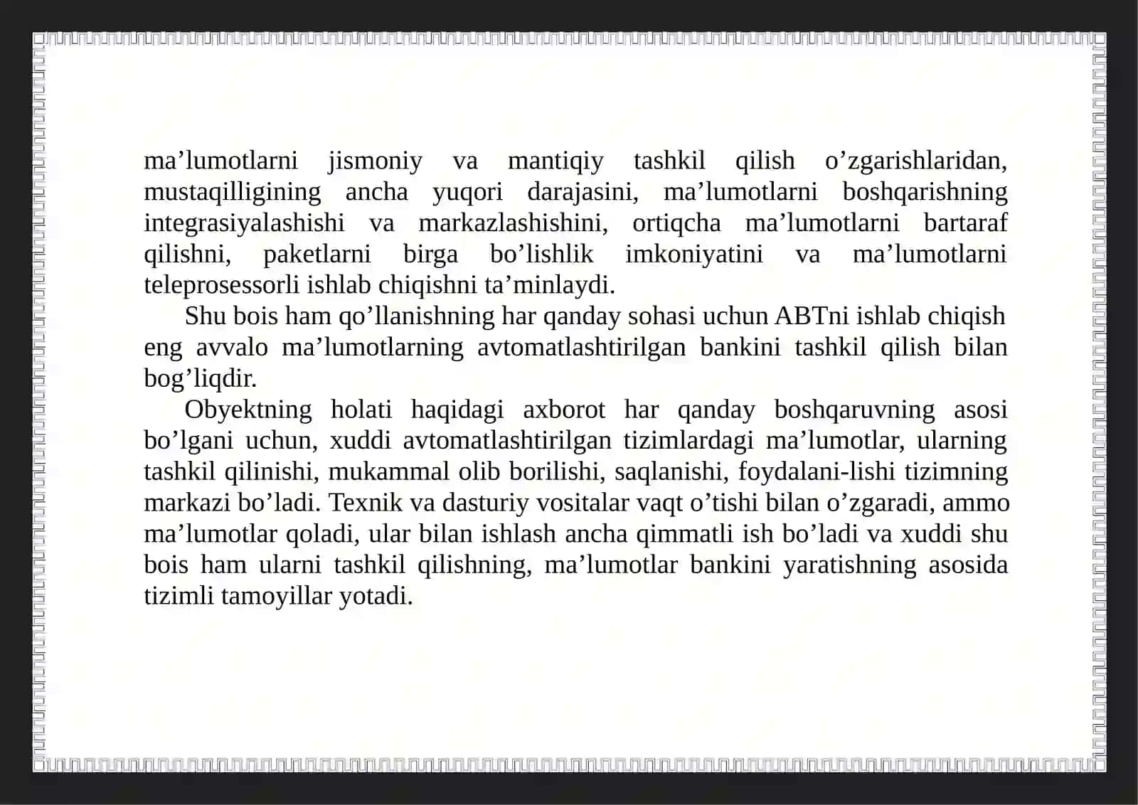 Ma'lumotlar bazasi va banki haqida ma'lumotlar 4