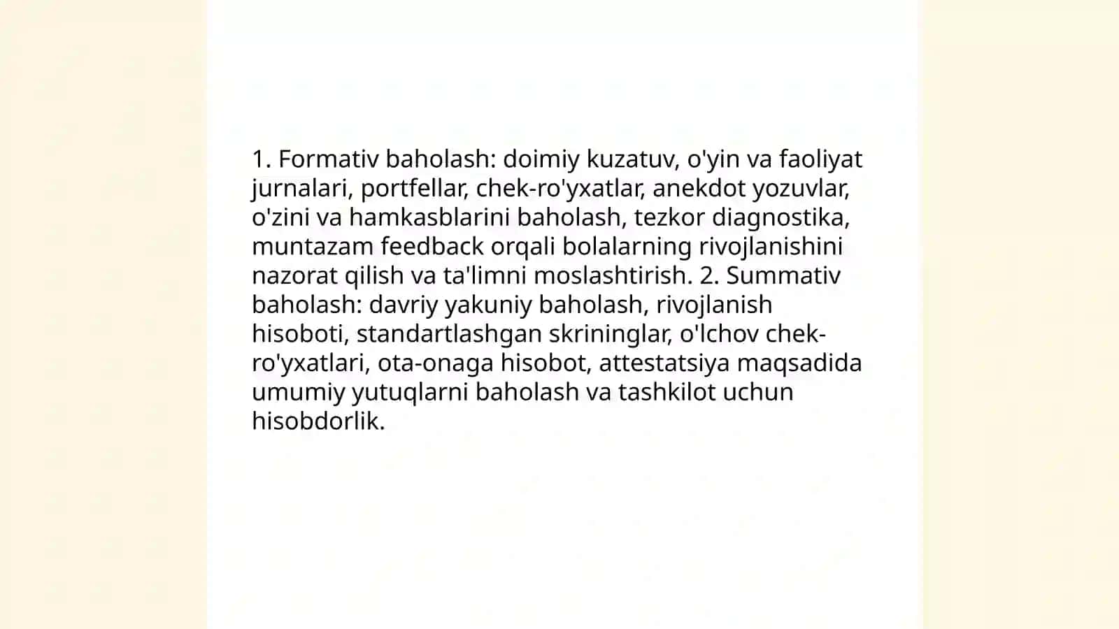 Maktabgacha ta'limda baholash ishlari 4