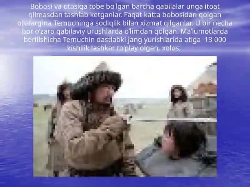 XIII – ASRNING BOSHI  - XIV ASRNING I – YARMI CHINGIZXON BOSHLIQ MO’GI’L DAVLATINING TASHKIL TOPISHI 4