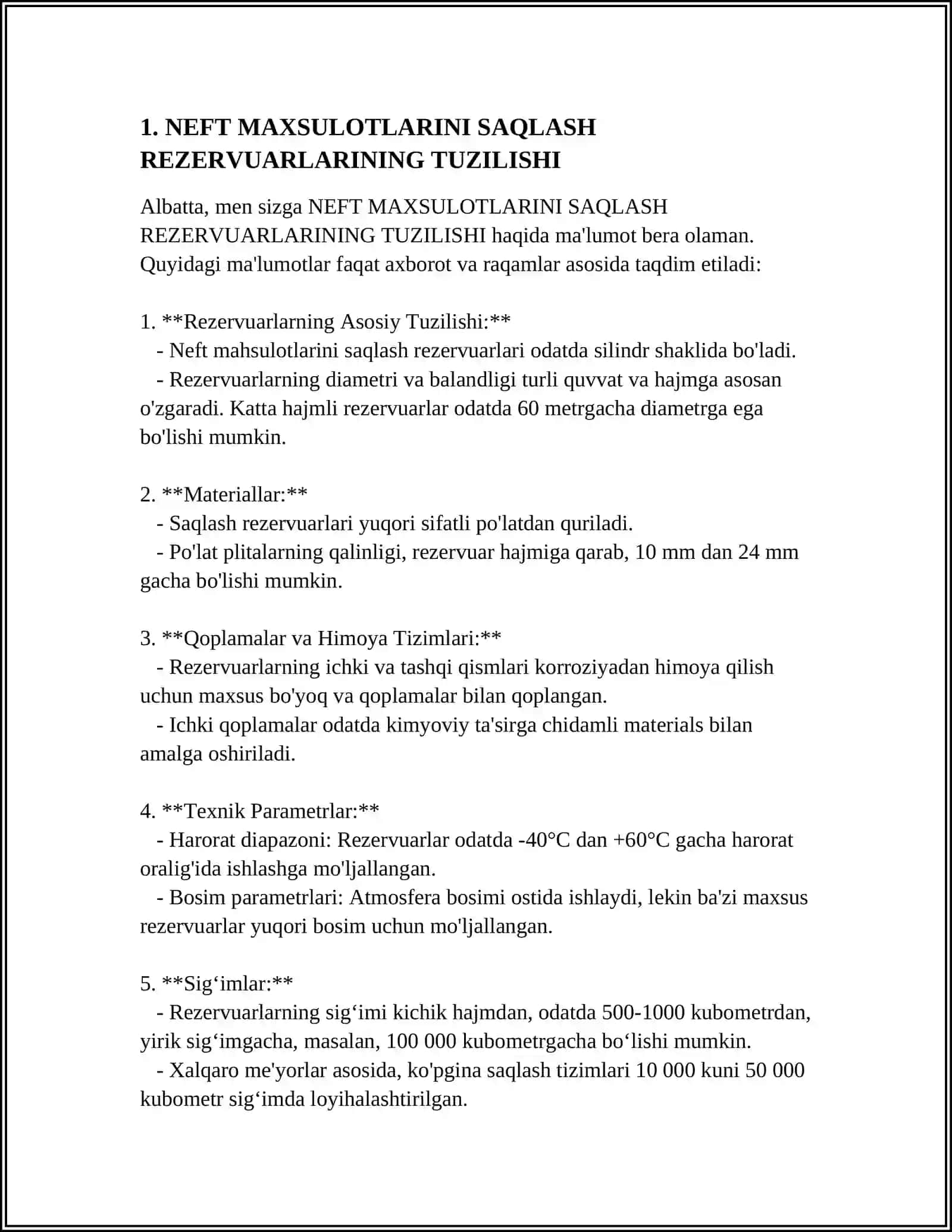 NEFT MAXSULOTLARINI SAQLASH REZERVUARLARIGA XIZMAT KÓRSATISH 4