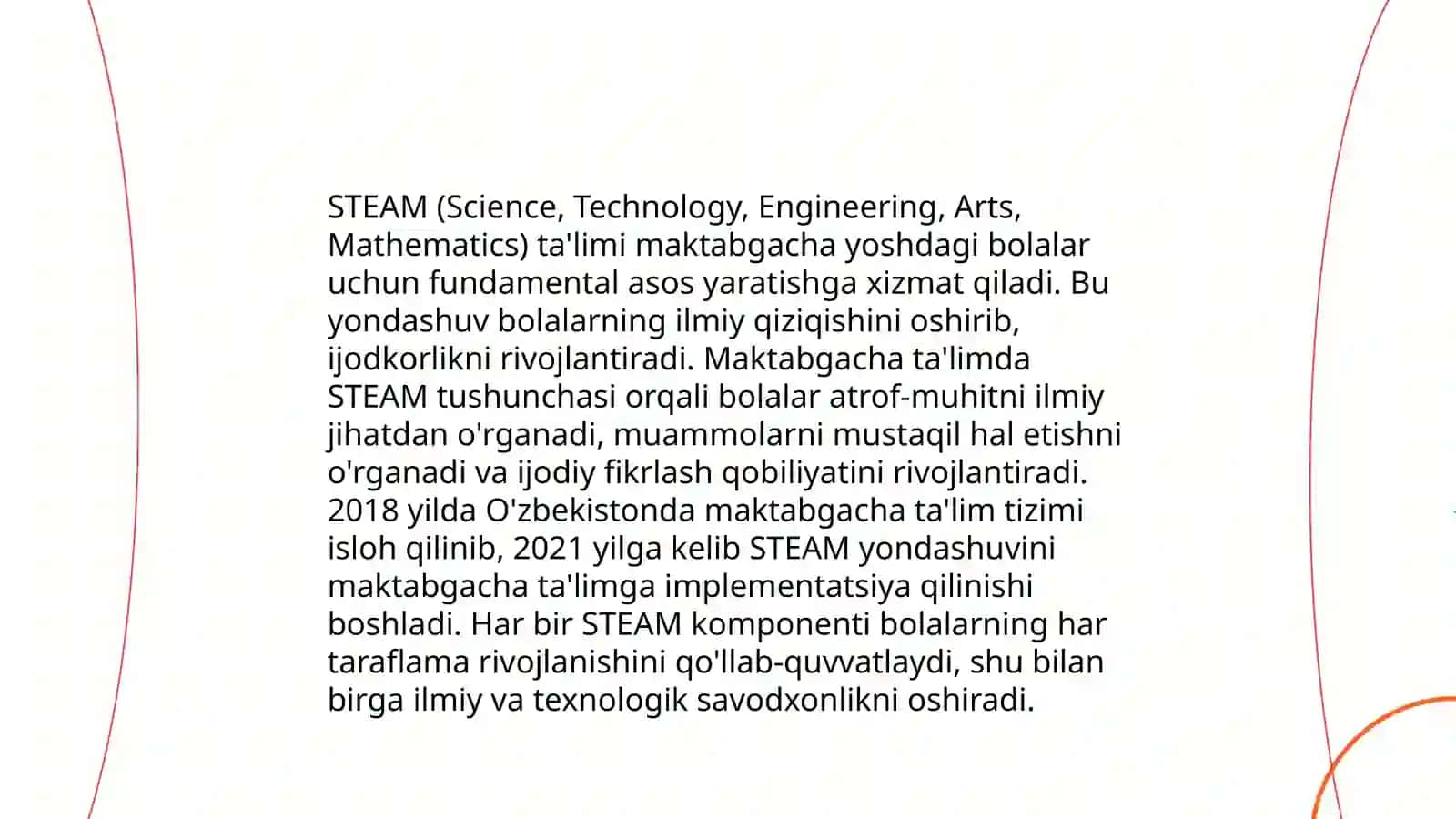 Shaxslararo munosabatlarni tekshirish. Maktabgacha ta'limda STEAM ta'lim texnologiyasidan foydalanishning zaruriyati 4