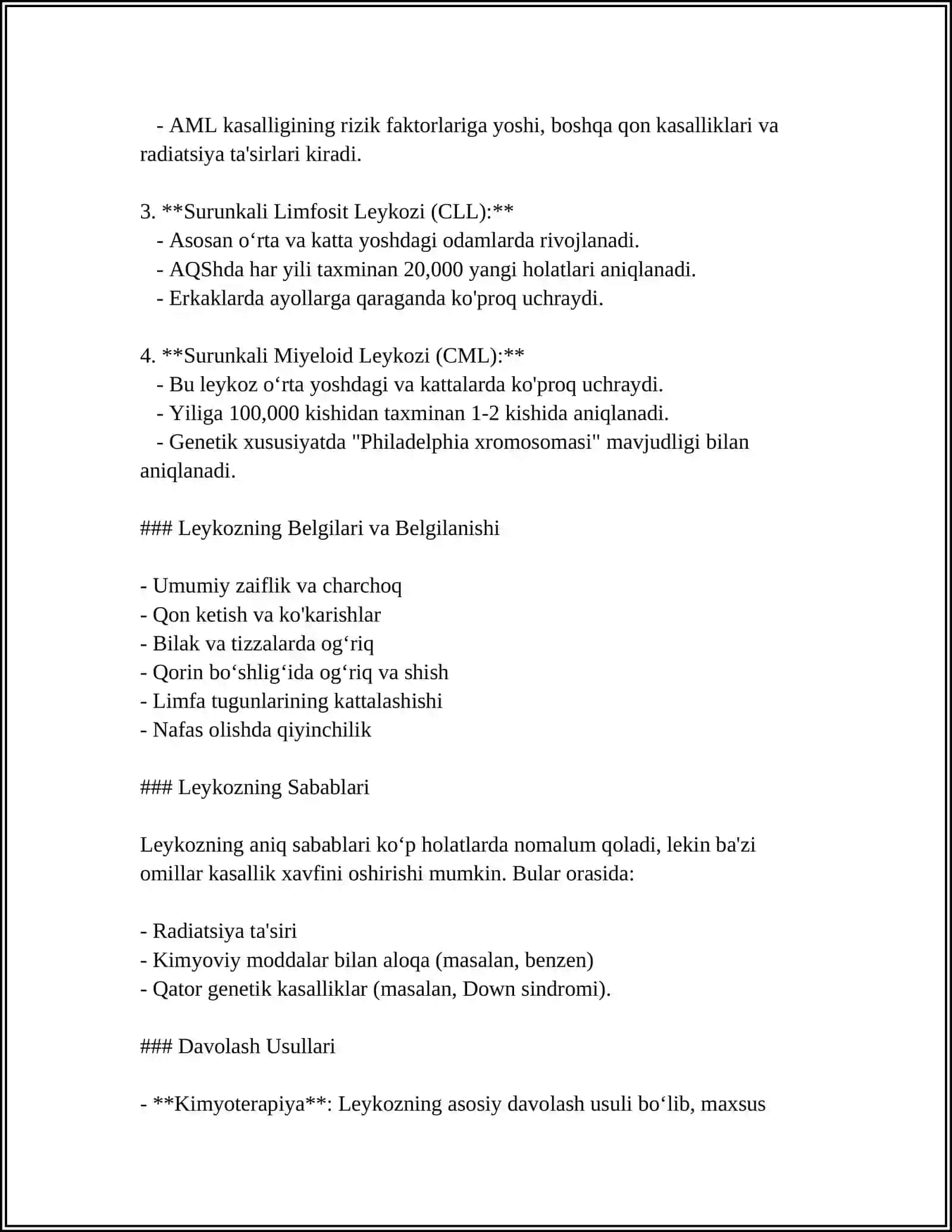 QON TIZIMI KASALLIKLARIDA BEMORLARNI TEKSHIRISH USULLARI. LEYKOZ DIAGNOSTIKASI ASOSIY DAVOLASH PRINSIPLARI 4