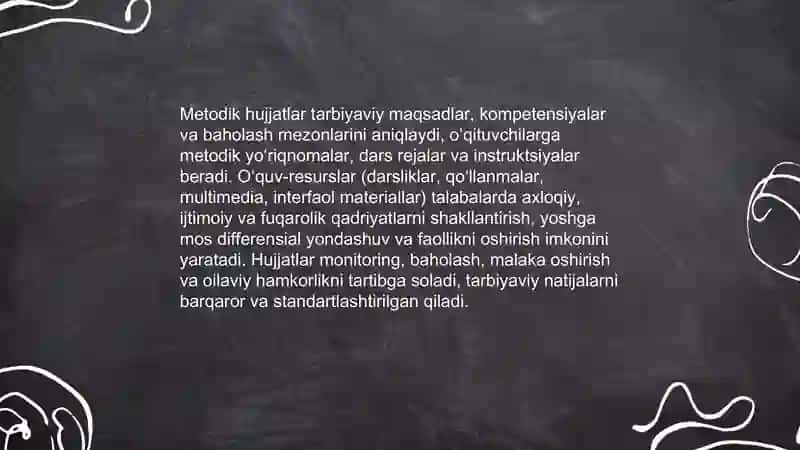 Metodik tarbiyaviy jarayonni shakllantirishda metodik ta`minlanganlik roli 4