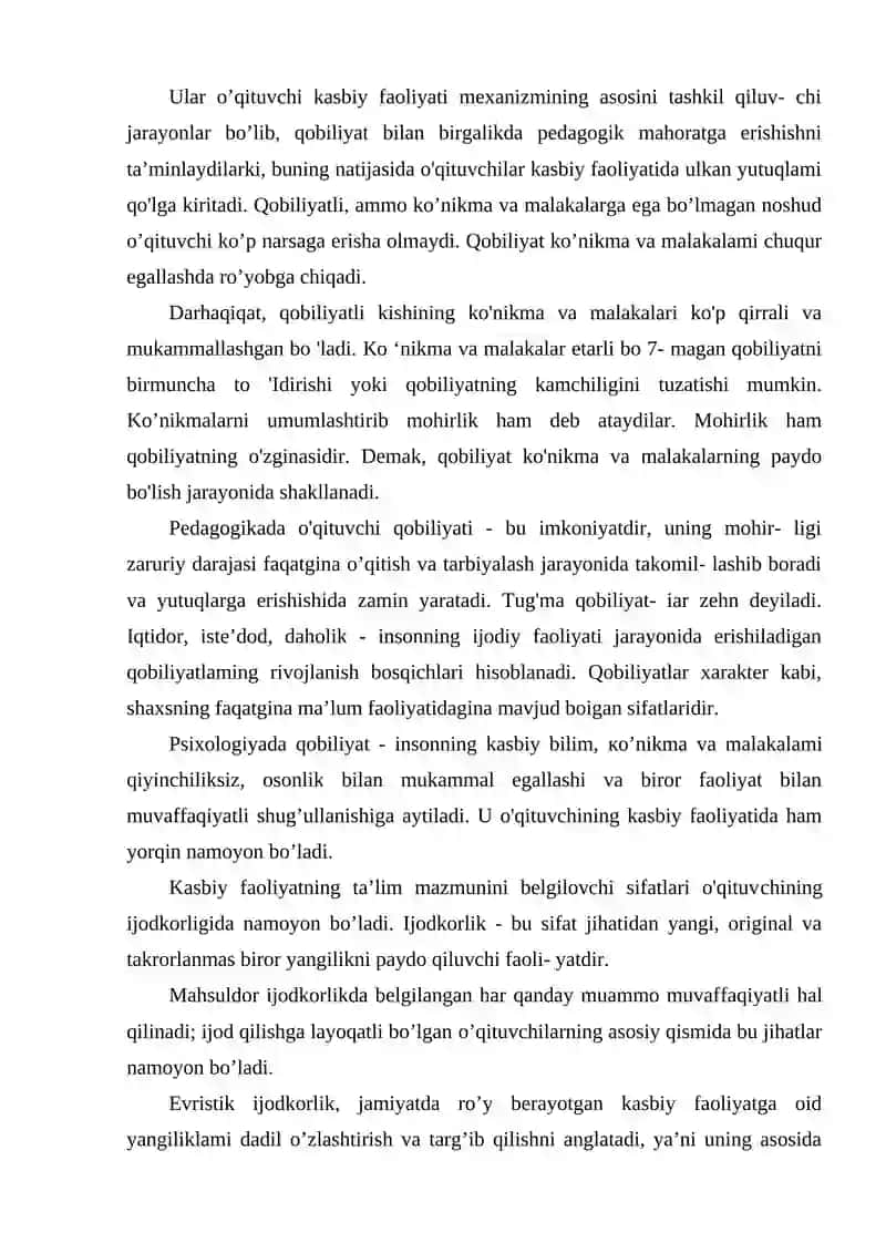 O’qituvchining andishalilik, bag’rikеnglik, samimiylik va boshqa sifatlari 4