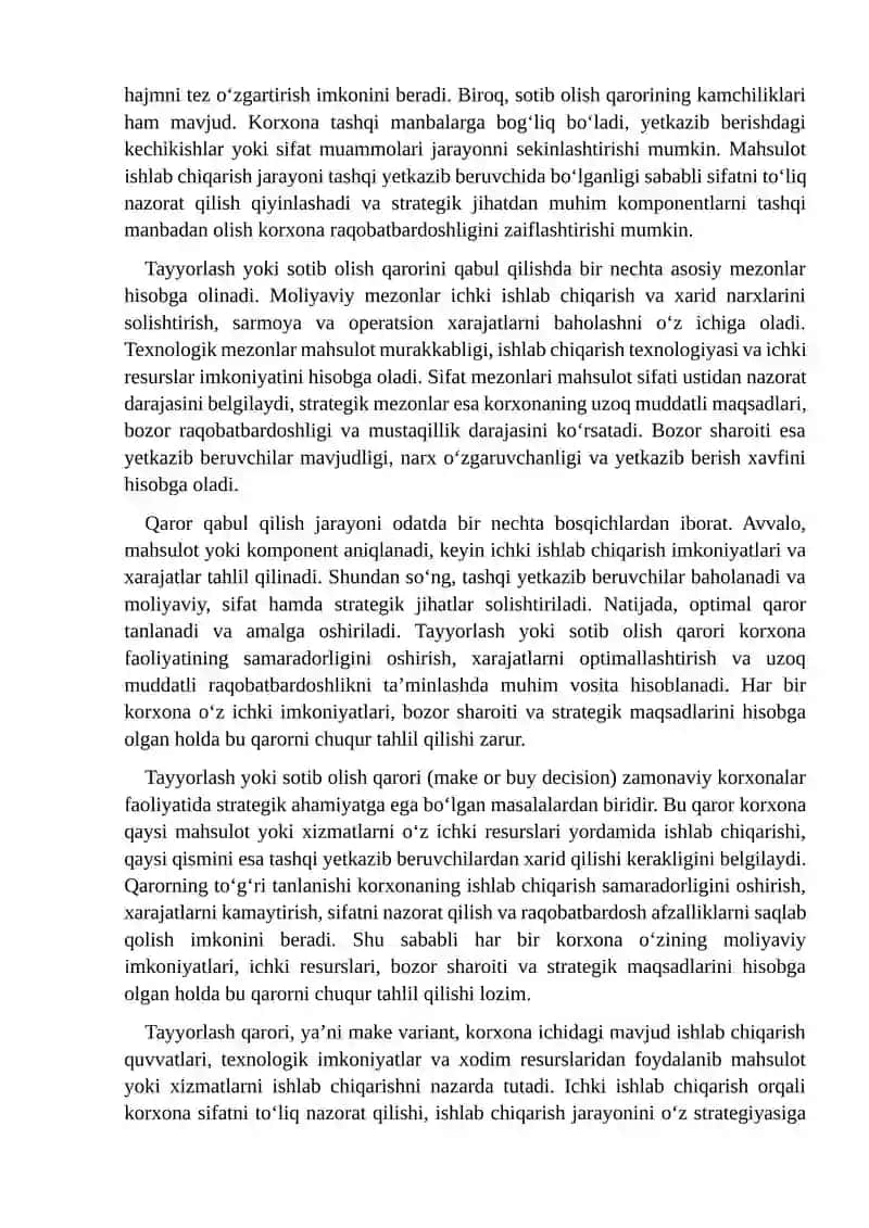 Tayyorlash yoki sotib olish qarorini tahlil qilish 4