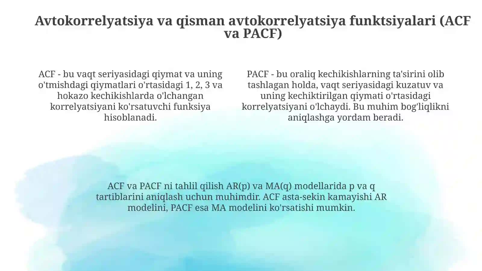 Vaqtli qator darajalarining avtokorrelyatsiyasi 4