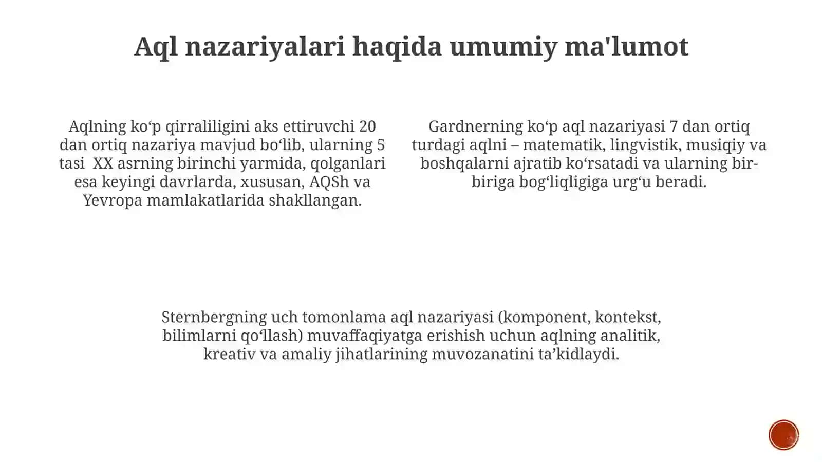 Intellekt va kreativlik nazariyalari 4