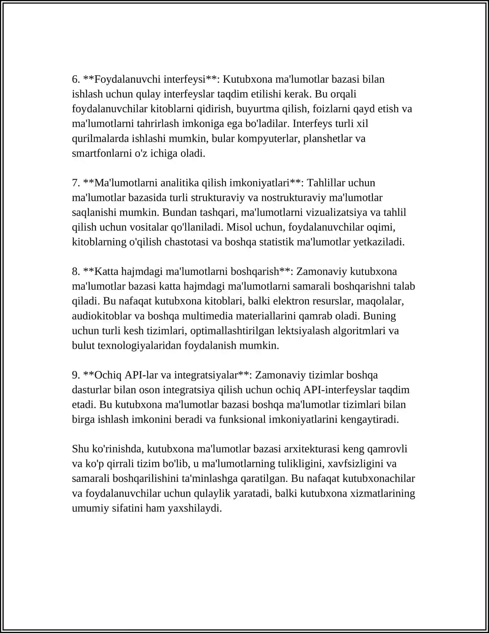 Kutubxona KItoblar Hisobi Ma'lumotlar Bazasi Loyihasi 4