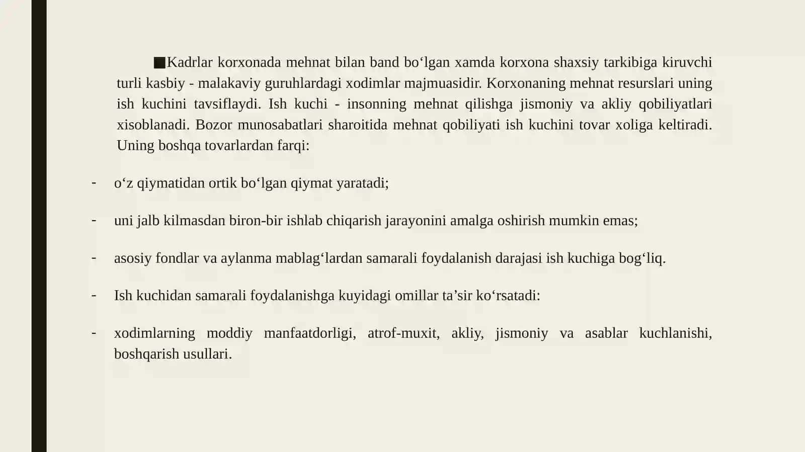 Korxonaning Mehnat Resurslari 4