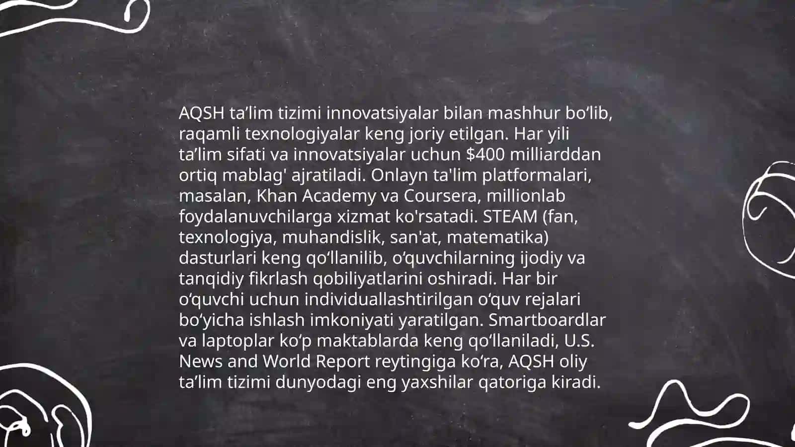 Rivojlangan davlatlarda (AQSH,Singapur,Yaponiya,Janubiy Koreya) taʼlim tizimi 4
