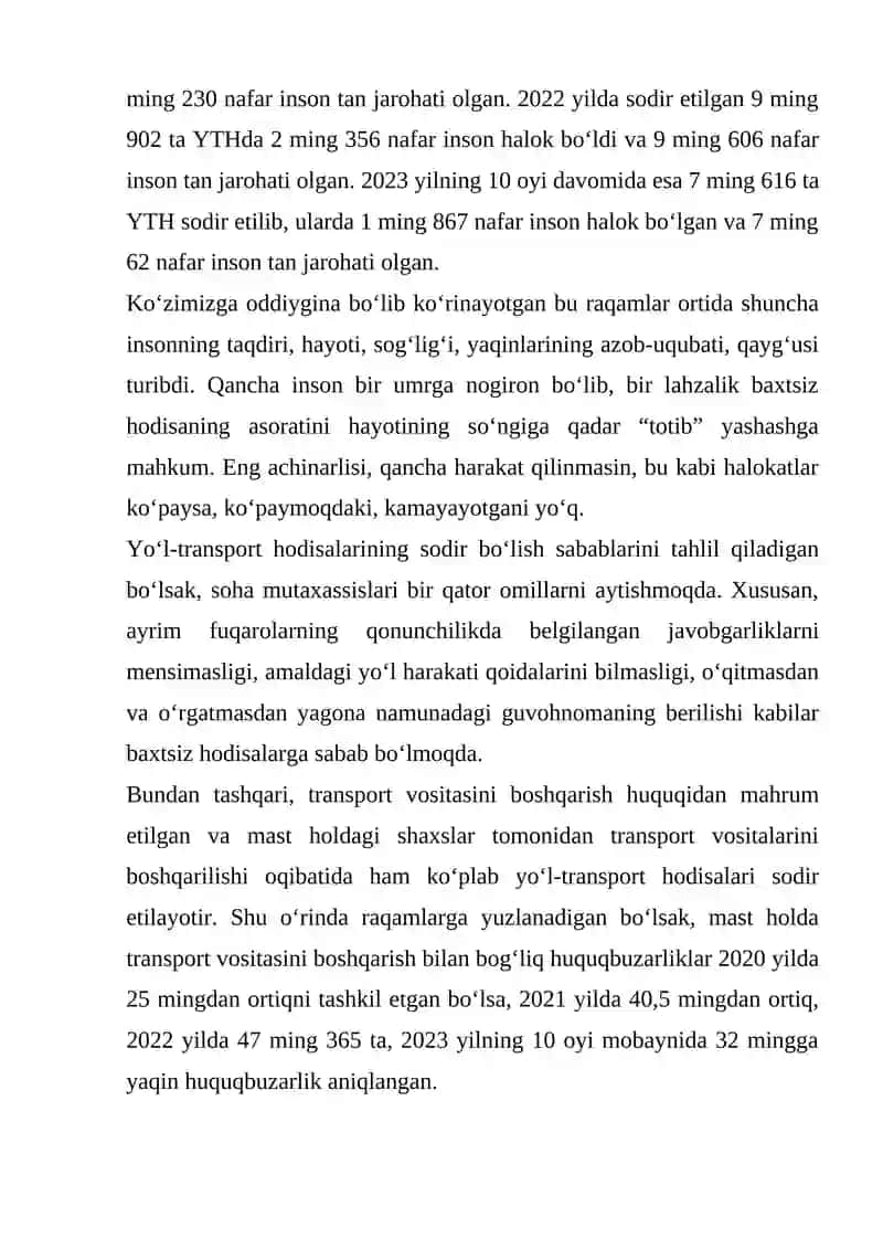 Yo'lovchi va yuk tashish huquqbuzarliklari 4