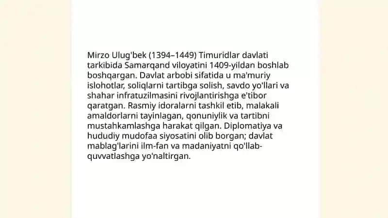 Mirzo Ulug'bek - davlat arbobi va buyuk olim 4