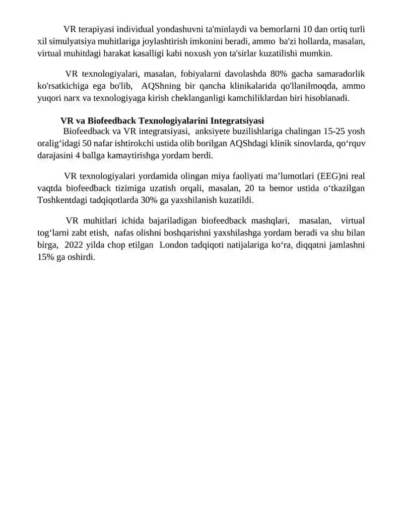 Virtual reallik texnologiyalari psixologik va nevrologik muammolarni davolashda 4